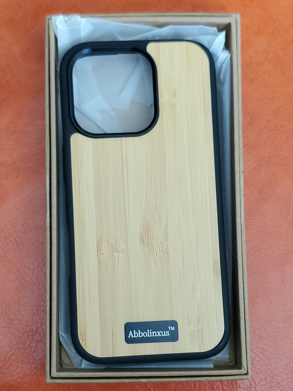 Iphone 16 Pro Abbolinxus Bamboo Wood Phone Case with Black Bumper - Natural